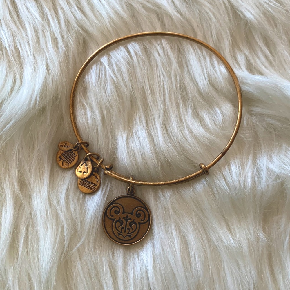 Disney Alex and Ani Mickey Filigree Bangle Gold